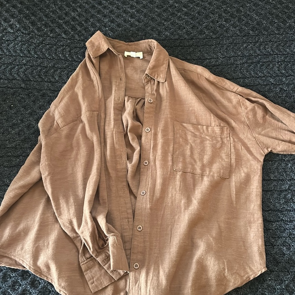 Flowy brown button up